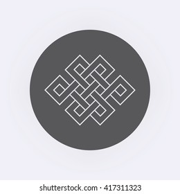 Endless Knot Tibet, Eternal , Buddhism and Spirituality . Vector illustration