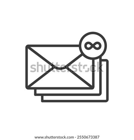 Endless letters, icon in line design. Endless, letters, loop, communication, message, mail, continuous on white background vector. Endless letters editable stroke icon