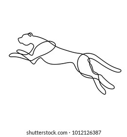 Endless line art illustration of jaguar. Continuous black outline drawing on white background.