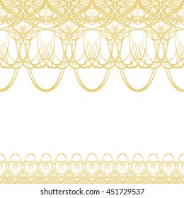 Endless line border frame with abstract guilloche lace contour on white (transparent) background. Space for text can be used for invitations, poster or greeting cards. Vector illustration eps