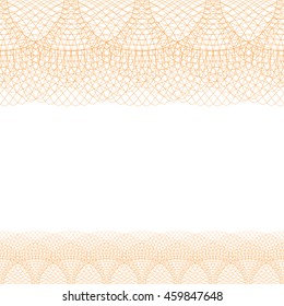 Endless line border frame with abstract guilloche lace contour on white (transparent) background. Space for text can be used for invitations, poster or greeting cards. Vector illustration eps