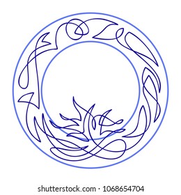 Endless line floral circle frame. Abstract modern ornament. Stock vector illustration.