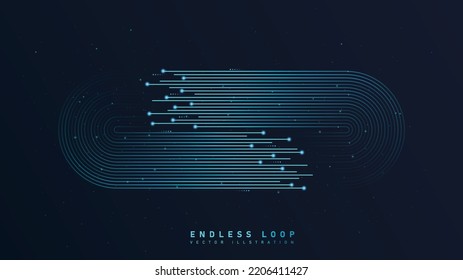 Endless Loop Concept. Modern Technologies And Digital World, Work With Statistics. Futuristic Poster Or Banner For Website. Fingerprint, Authentication And Verification. Neon Vector Illustration