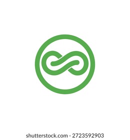 Endless loop symbol in green on transparent background representing infinity, eternity, and continuous flow and possibility