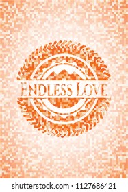 Endless Love abstract orange mosaic emblem with background