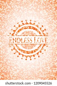 Endless Love abstract orange mosaic emblem