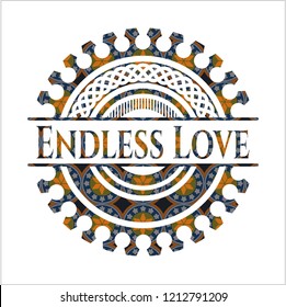 Endless Love arabic style emblem. Arabesque decoration.