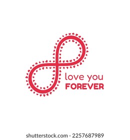 Endless love with the infinity sign and heart shapes. Love you forever. Valentine's day, vector illustration.