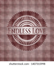 Endless Love red seamless polygonal badge.