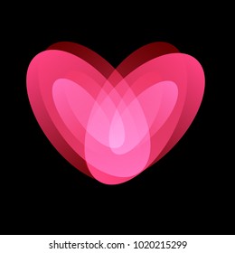 Endless love, tender feelings, love and passion symbol, isolated abstract unusual vector logo on black backgound.