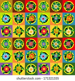 Endless luxury underlying grid for packaging printing, paper, wallpaper, tiles, fabrics and accessories with the theme of flowers