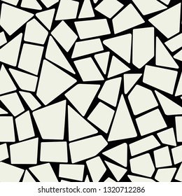 Endless marble mosaic. Monochrome vector design. Irregular rock pavement decor. Bathroom seamless pattern.