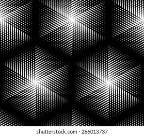 Endless monochrome symmetric pattern, graphic design. Geometric intertwine optical composition.