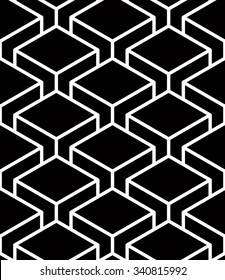 Endless monochrome symmetric pattern, graphic design. Geometric intertwine optical composition, simple wallpaper