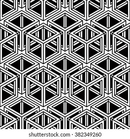 Endless monochrome symmetric pattern, graphic design. Geometric intertwine optical composition.