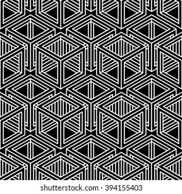 Endless monochrome symmetric pattern, graphic design. Geometric intertwine optical composition.
