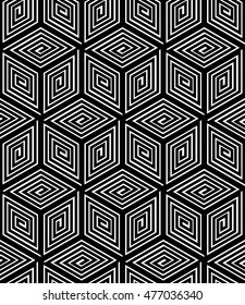 Endless monochrome symmetric pattern, graphic design. Geometric intertwine optical composition.