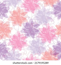 endless motif for textile decor and design. hand drawn boho spring seamless pattern. mixed media artwork.