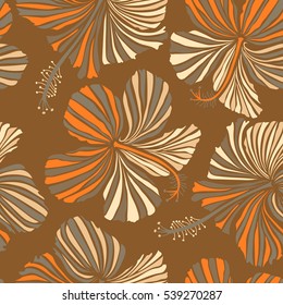 Endless multicolored vector texture for romantic design, decoration, posters, textile print, fabric. Floral seamless pattern with multicolor bright summer flowers, leaves and buds on brown background.