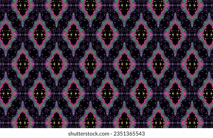 Infinito diseño de batik con patrón de rhombus artístico. Ilustración vectorial plana.