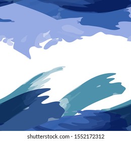 Endless ornament of water waves created by brush strokes. Vector.
