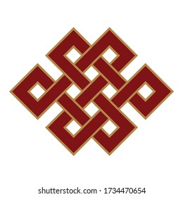 Endless Outline Knot Tibet, Eternal , Buddhism and Spirituality . Vector illustration. Eps design vector