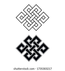 Endless Outline Knot Tibet, Eternal , Buddhism and Spirituality . Vector illustration. Eps design vector