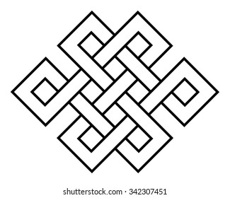 Endless Outline Knot Tibet, Eternal , Buddhism and Spirituality . Vector illustration
