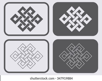 Endless Outline Knot Tibet, Eternal , Buddhism and Spirituality . Vector illustration