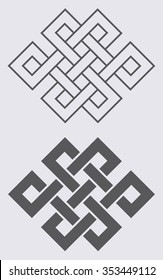 Endless Outline Knot Tibet, Eternal , Buddhism and Spirituality . Vector illustration