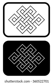 Endless Outline Knot Tibet, Eternal , Buddhism and Spirituality . Vector illustration