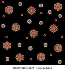 Endless pattern with abstract flowers in ethnic style. Print for fabric, wrapping design.