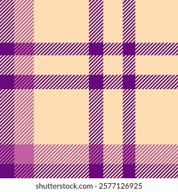 Endless pattern background check, empty seamless fabric tartan. Twill vector texture plaid textile in peach puff and purple colors palette.