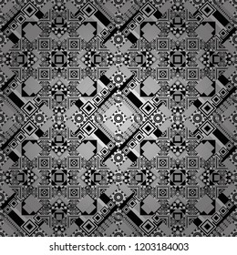 Endless pattern can be used for ceramic tile, linoleum, textile, backgrounds. Vector seamless abstract pattern with diagonal stripes on texture background in retro gray, black and white colors.