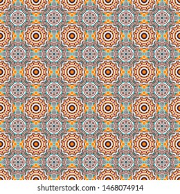 Endless pattern can be used for ceramic tile, linoleum, textile, backgrounds. Vector seamless abstract pattern with diagonal stripes on texture background in retro orange, white and blue colors.