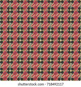 Endless pattern can be used for ceramic tile, wallpaper, linoleum, textile. Vector seamless abstract pattern with diagonal stripes on texture background in retro red, beige and blue colors.
