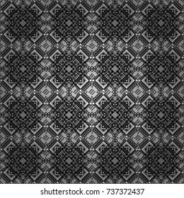 Endless pattern can be used for ceramic tile, wallpaper, linoleum, textile. Vector seamless abstract pattern with diagonal stripes on texture background in gray, black and white colors.