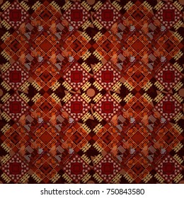Endless pattern can be used for ceramic tile, wallpaper, linoleum, textile, backgrounds. Vector seamless abstract pattern with diagonal stripes on texture background in retro brown, orange, red colors