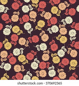 Endless pattern with colorful roses. Stylish template can be used for cover, design fabric, textile, greeting card and more creative ideas.