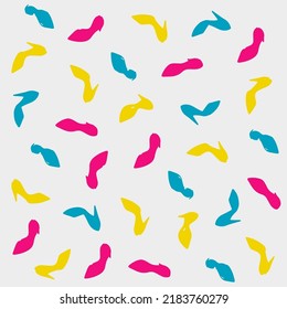 Endless pattern of colorful shoes for wrapping paper.