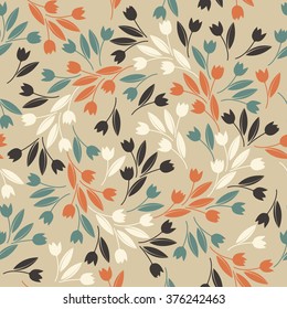 Endless pattern with decorative tulips.  Stylish template can be used for wallpaper, cards, web pages, textile, linen, tile and more creative designs.