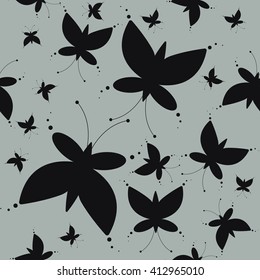 Endless pattern with elegant butterflies silhouettes can be used for design fabric, backgrounds, wrapping paper, package, covers, linen and more designs.