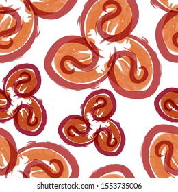 Endless pattern with elements in the shape of a triangle. Brush strokes. Vector. White background. isolated.