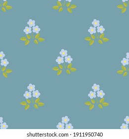 endless pattern with forget-me-nots in retro style
