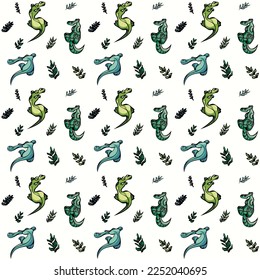 Endless pattern with illustration of crocodiles. Design for children, clothes, souvenirs, notebooks, books, etc.