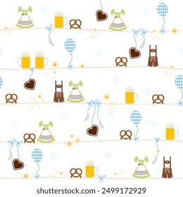 Endless Pattern Oktoberfest Symbols Green Brown