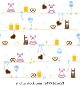 Endless Pattern Oktoberfest Symbols Pink Brown