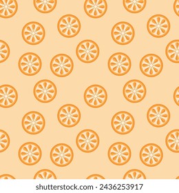 endless pattern of oranges on light orange background