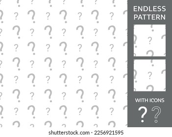 Endless pattern with with question marks on white background. You can make the background as big as you need. Universal background for questionnaire or message. Light pattern. Vector eps 10.