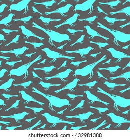 Endless pattern with realistic silhouettes of birds. Seamless texture. Stock vector